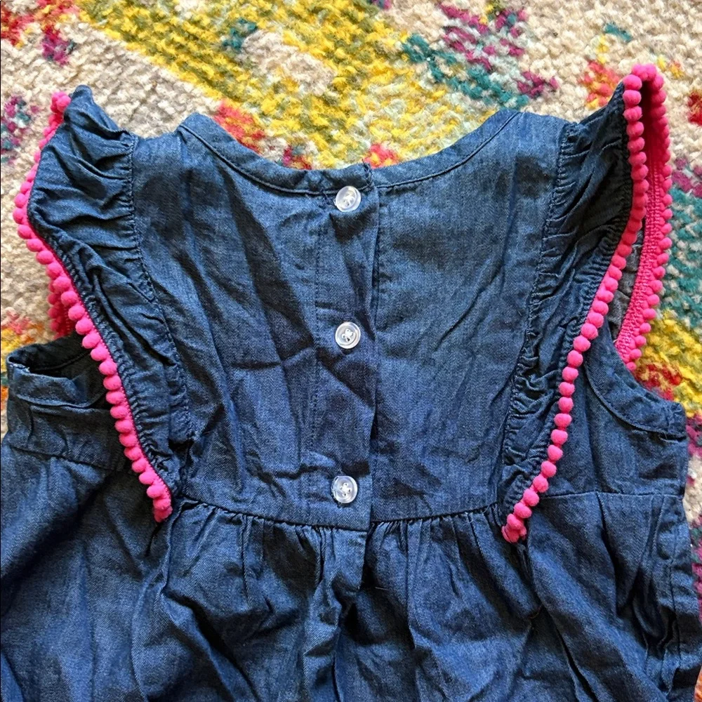 Healthex Denim Chambray Dress Flower Accent